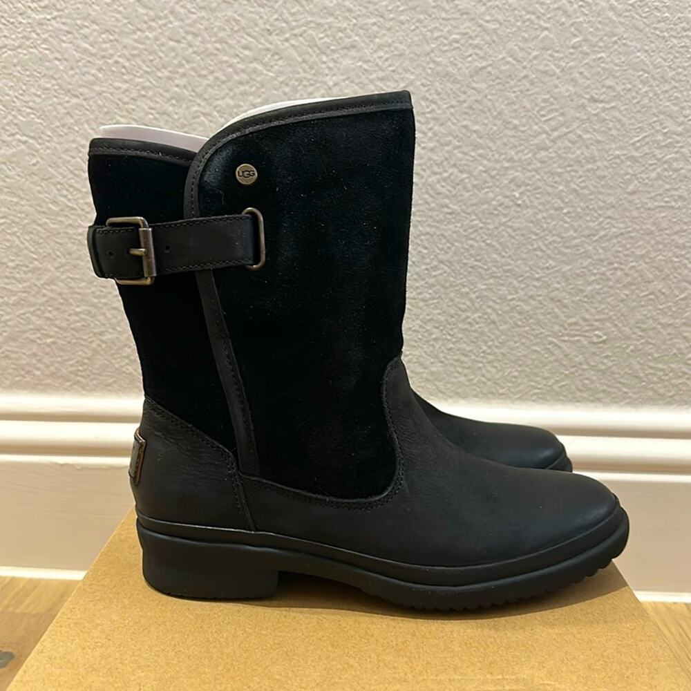 UGG Oren Black Waterproof Leather Suede Boots Women’s Size 5